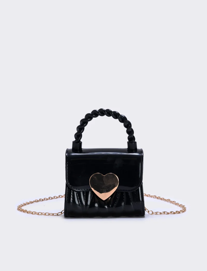 Borsetta cuore con tracolla elegante - Nero