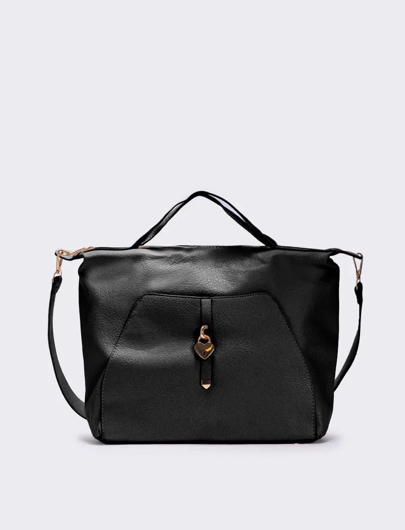 Borsa catenaccio a cuore - Nero