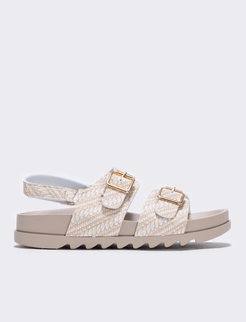 Sandalo beige da bambina con fibbie regolabili - Beige
