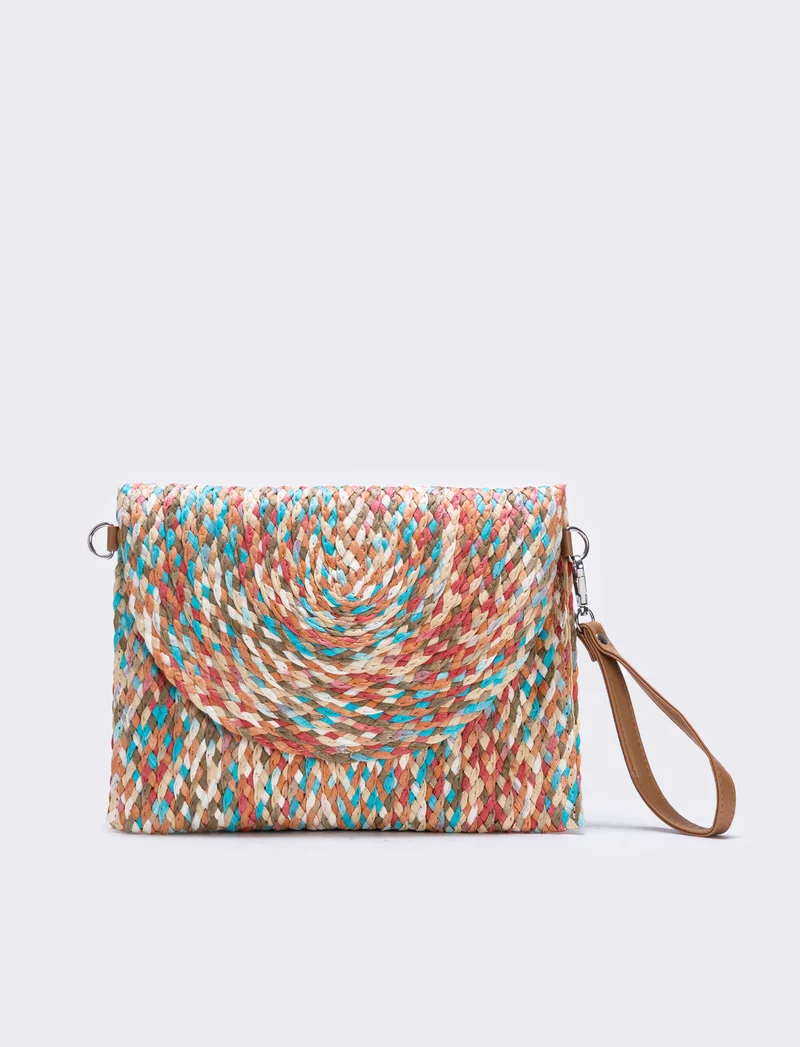 Borsa pochette in paglia intrecciata donne - Turchese