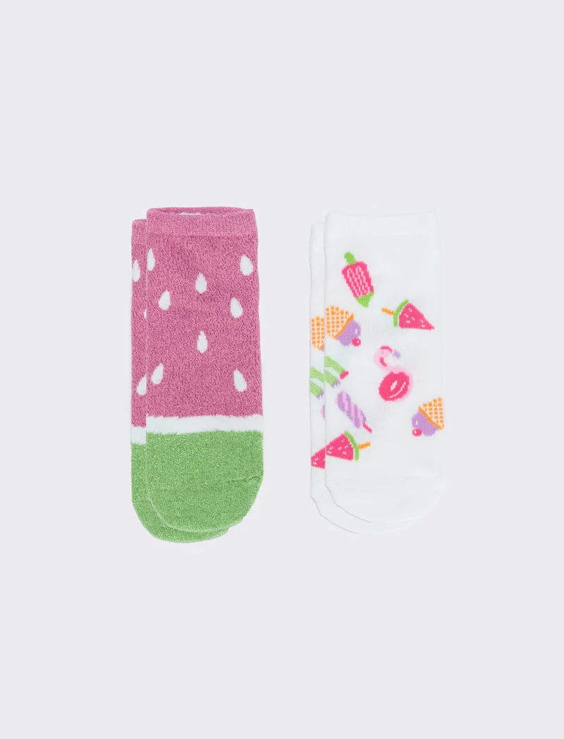 Calzini sneakers 2 paia per bambina - Fuxia