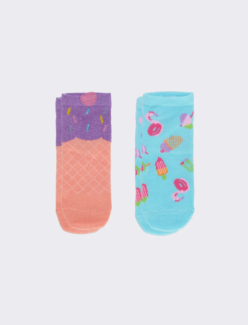 Calzini sneakers 2 paia per bambina - Arancio