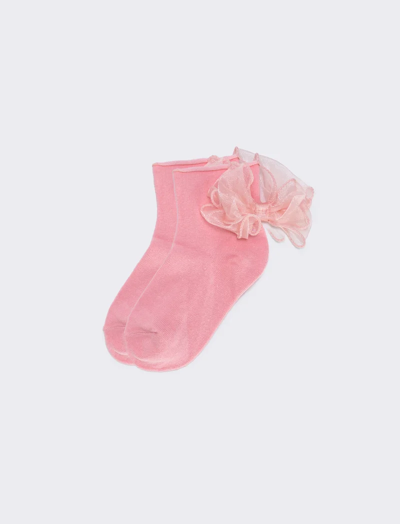 Calzini bambina con fiocco in tulle - Rosa