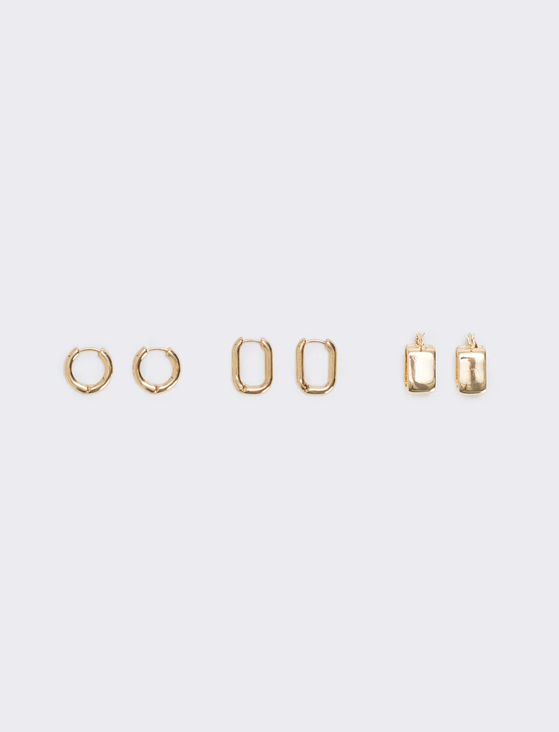 Orecchini cerchietti: 3 paia eleganti - Oro