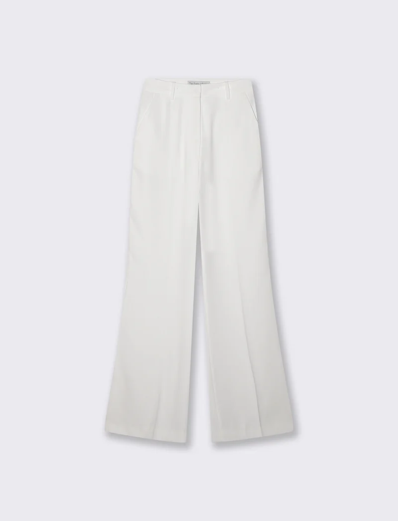 Pantalone a vita alta con gamba larga - Bianco latte