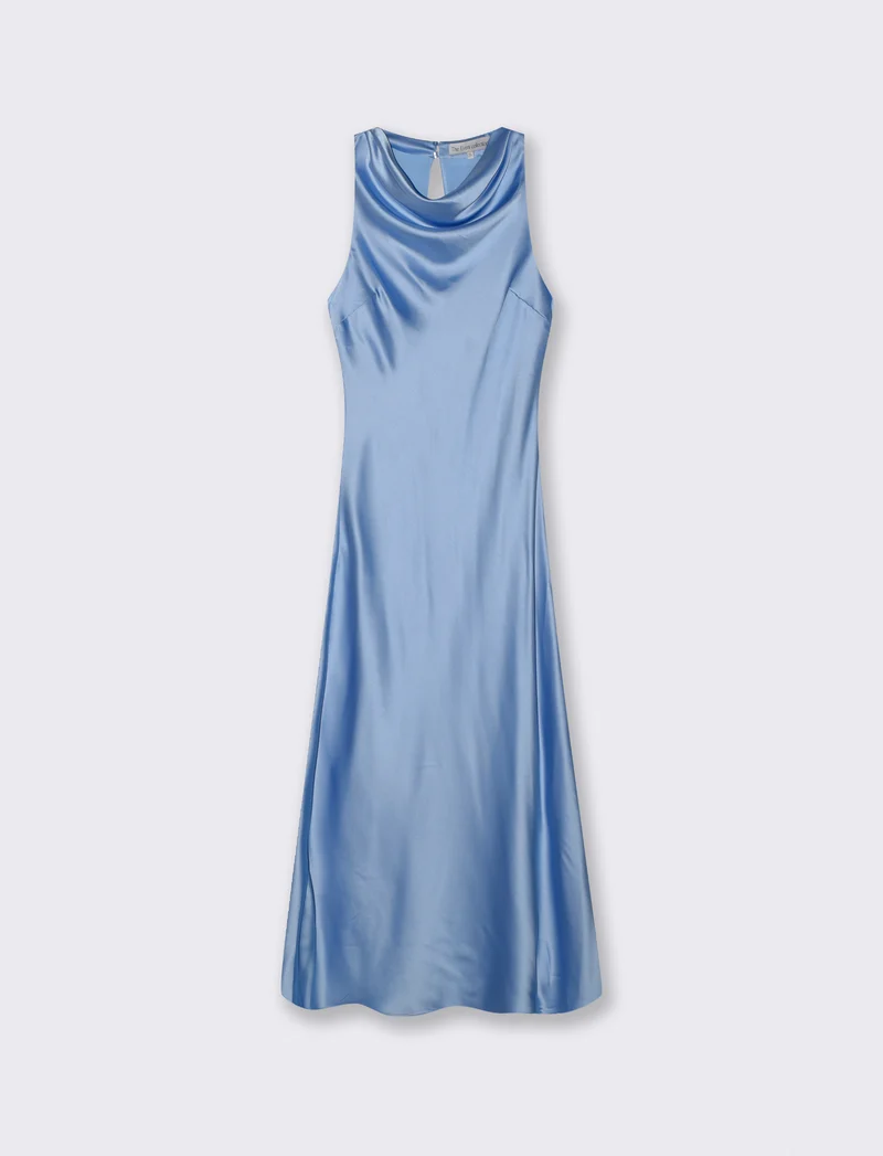 Vestito lungo in sbieco senza maniche - Azzurro cielo