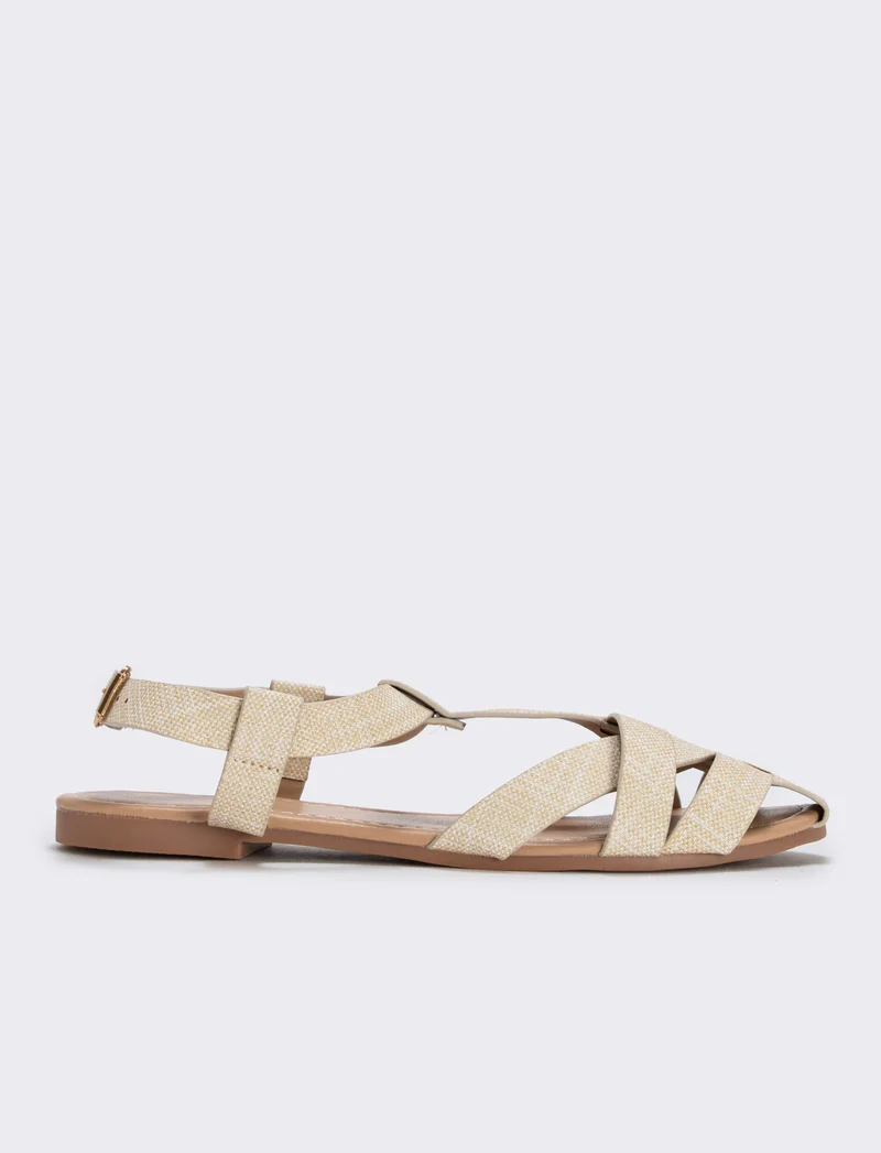 Sandalo incrociato in poliuretano - Beige