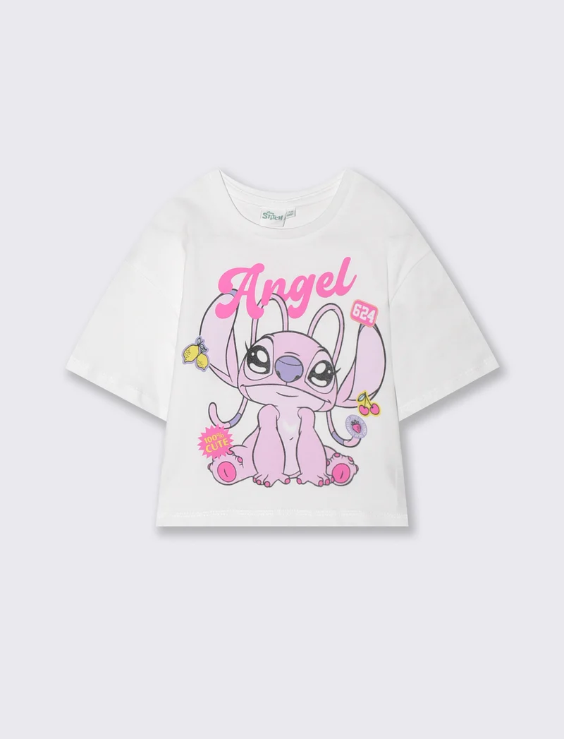 T-Shirt in cotone con stampe by Stitch - Bianco