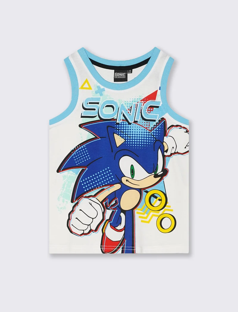 Canotta in cotone con stampe by Sonic - Bianco