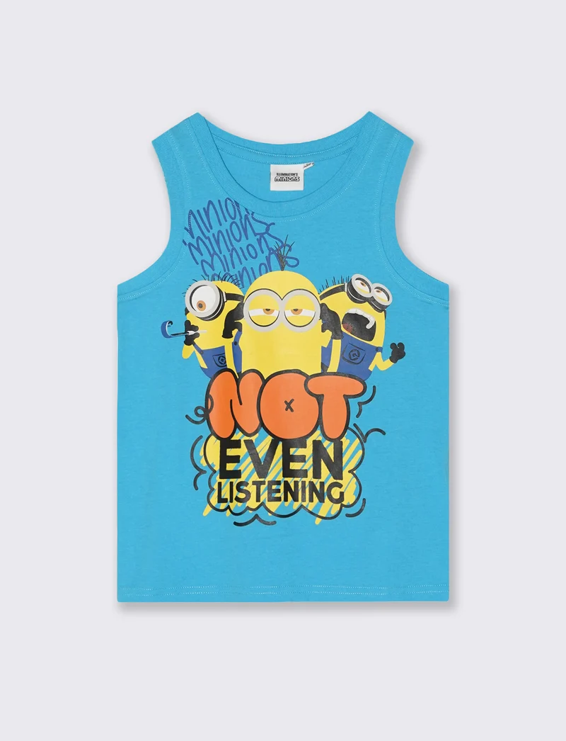 Canotta divertente con Dragon-ball e Minions - Azzurro