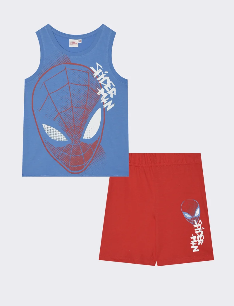 Canotta e short in cotone Spiderman - Blu oceano