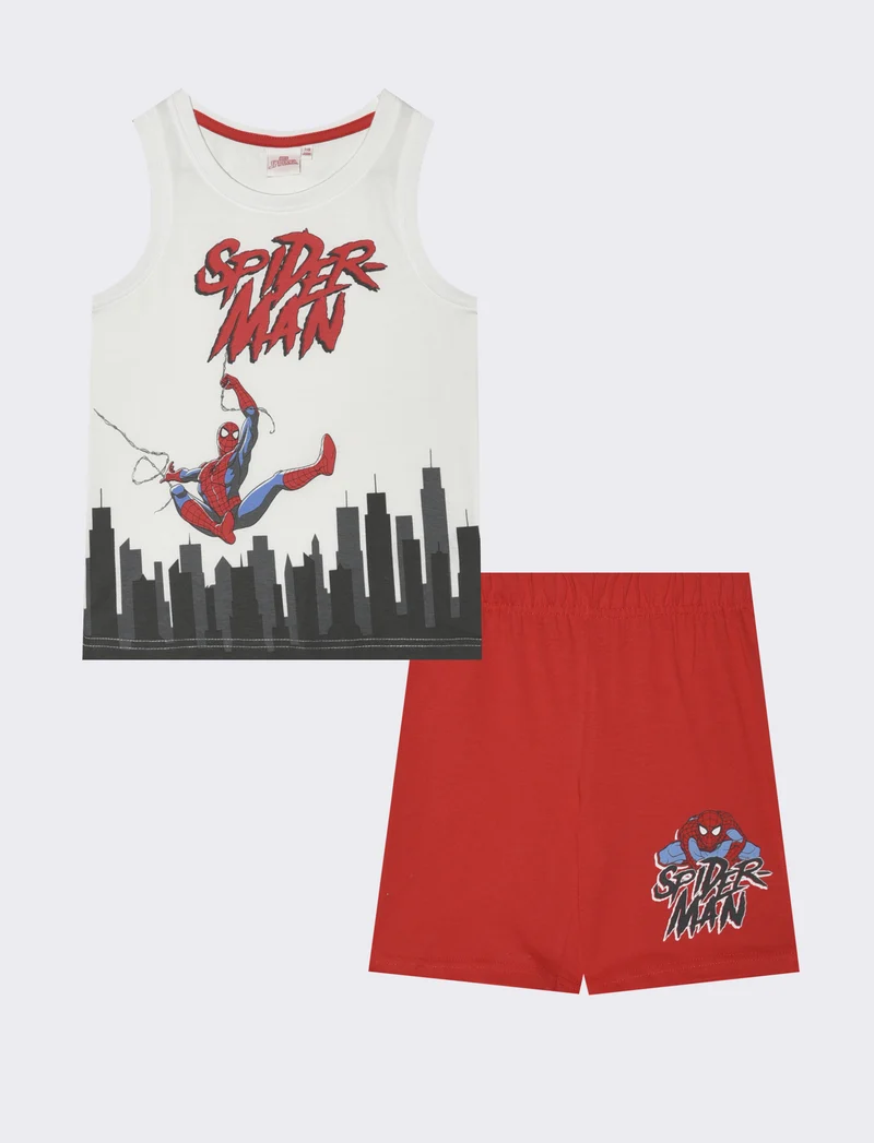 Canotta e short in cotone Spiderman - Bianco