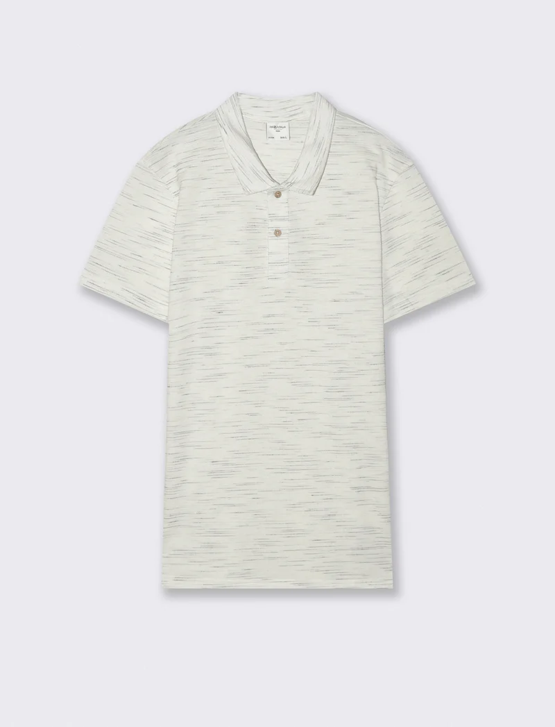 Polo Slub Injected con Colletto a Revers - Bianco