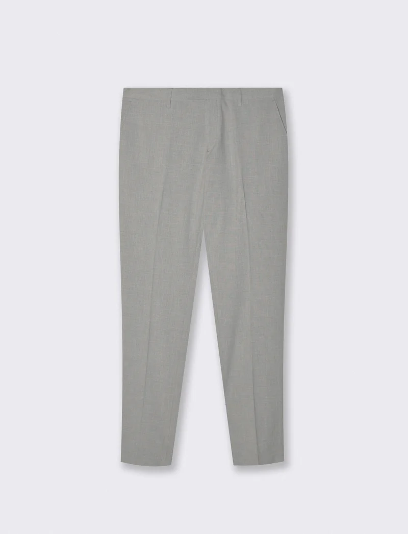 Pantaloni Formal Fit Micro Struttura Melange - Grigio mel.