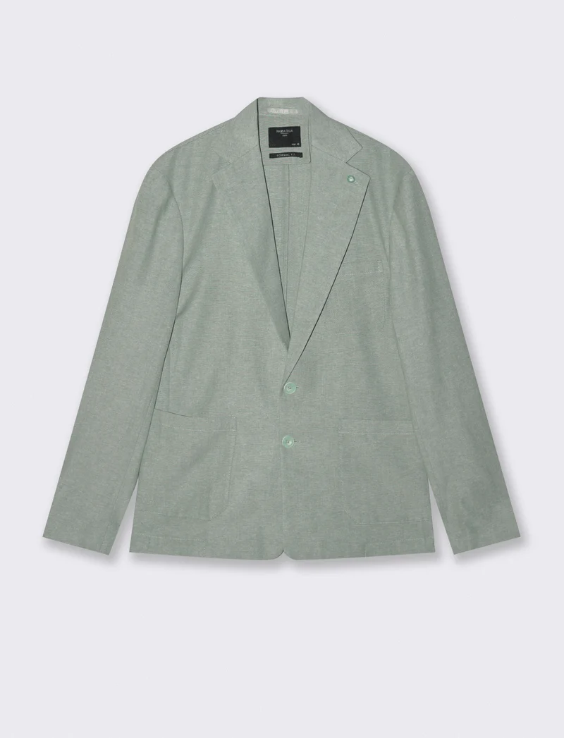 Blazer Decostruito in Misto Lino - Verde