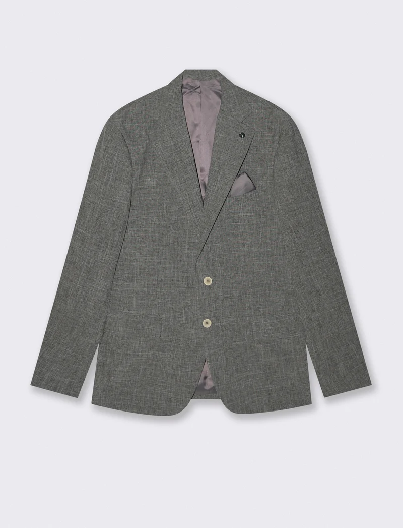 Blazer slub melange formal fit elegante - Grigio mel.