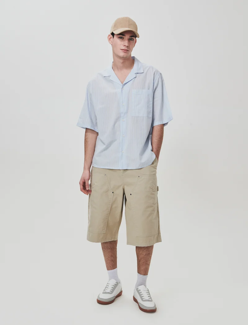 Bermuda long fit in canvas di cotone - Grigio stone