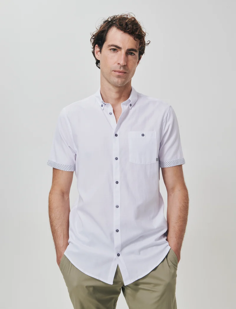 Camicia Oxford Regular Fit con taschino - Bianco