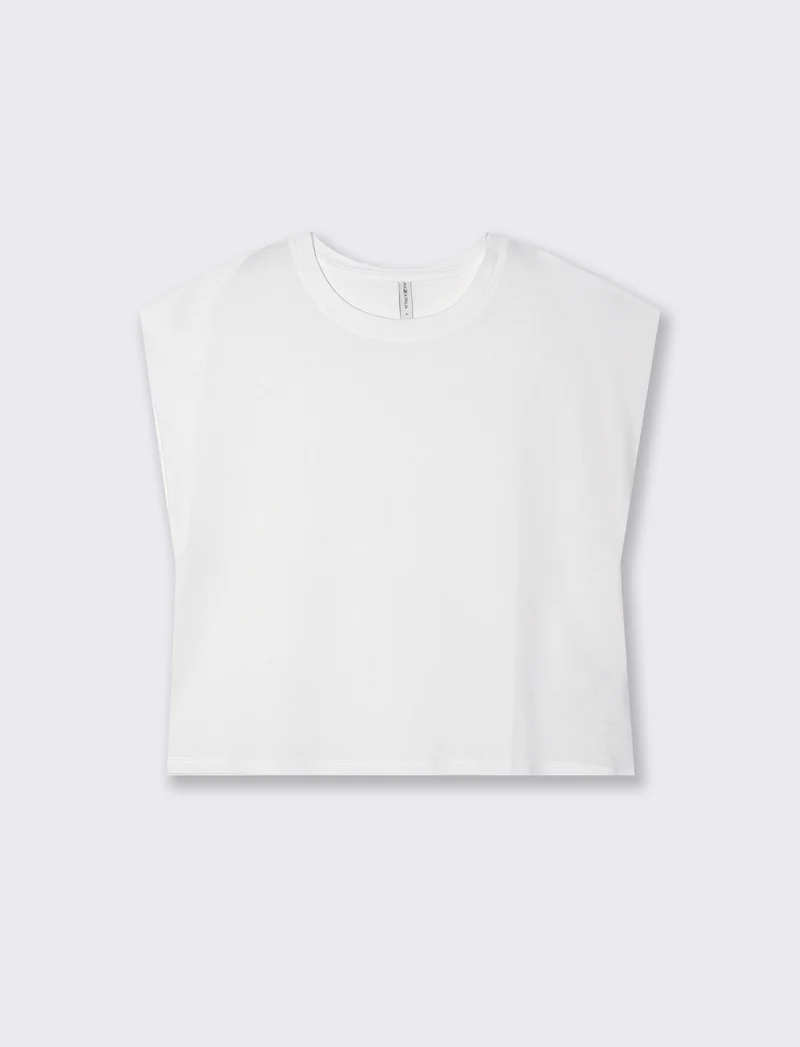 T-shirt in cotone girocollo manica a T - Bianco