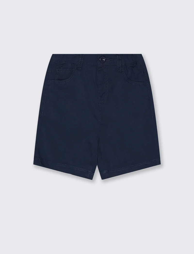 Bermuda in cotone con tasche a filo - Blu