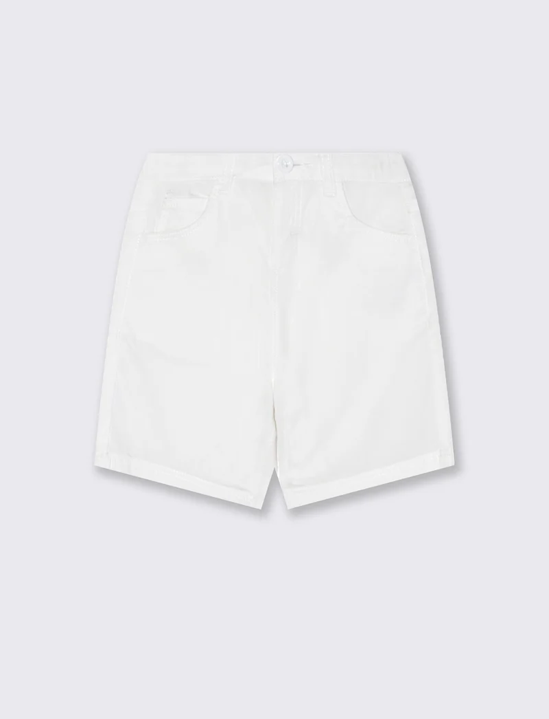 Bermuda in cotone con tasche a filo - Bianco