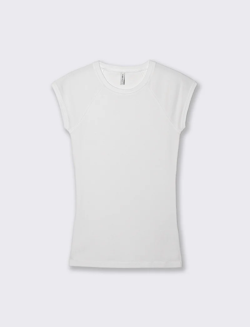 T-shirt basica slim in cotone raglan - Bianco
