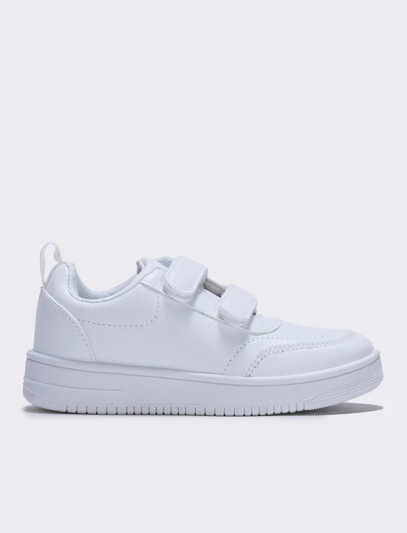 Sneakers basic bambino in poliuretano - Bianco
