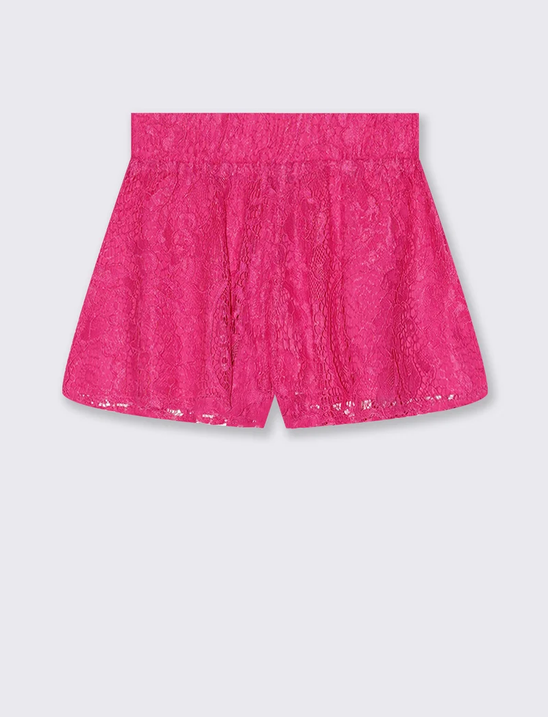 Shorts in tessuto con elastico - Fuxia