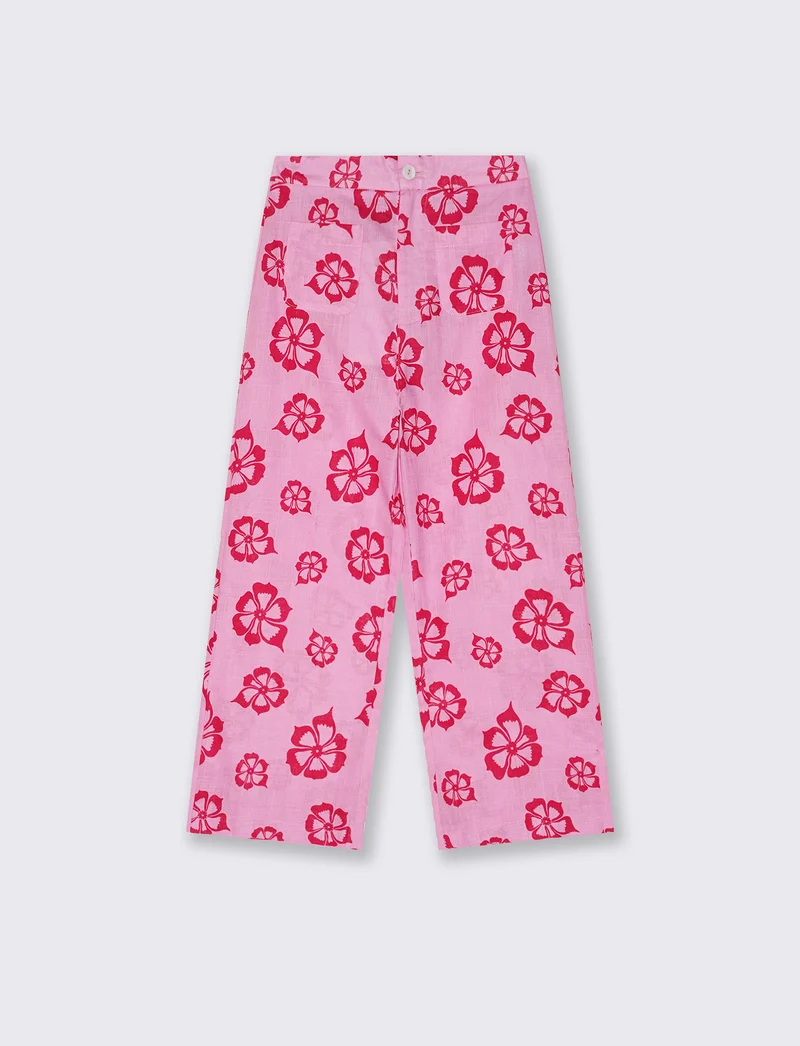 Pantaloni Palazzo Floreali in Cotone - Fantasia