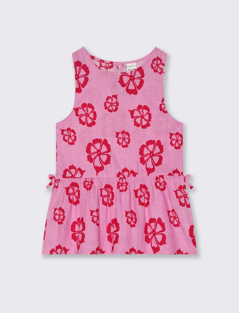 Camicia Floreale in Cotone con Rouches - Fantasia