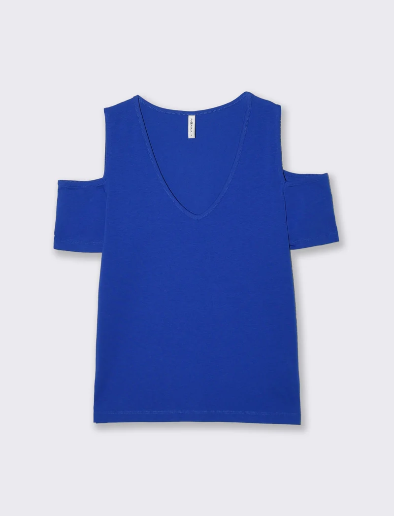 T-Shirt Scollo a V con Apertura - Royal