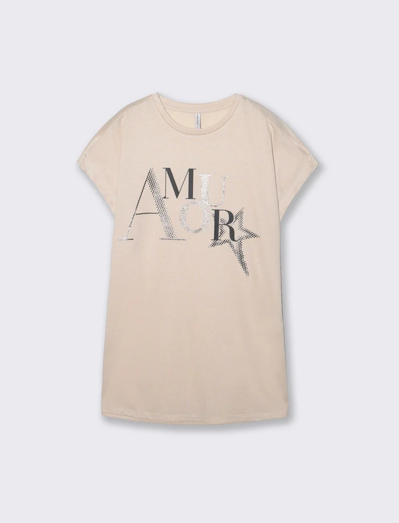 T-Shirt Manica A T con Stampa e Scollo Rotondo - var 3