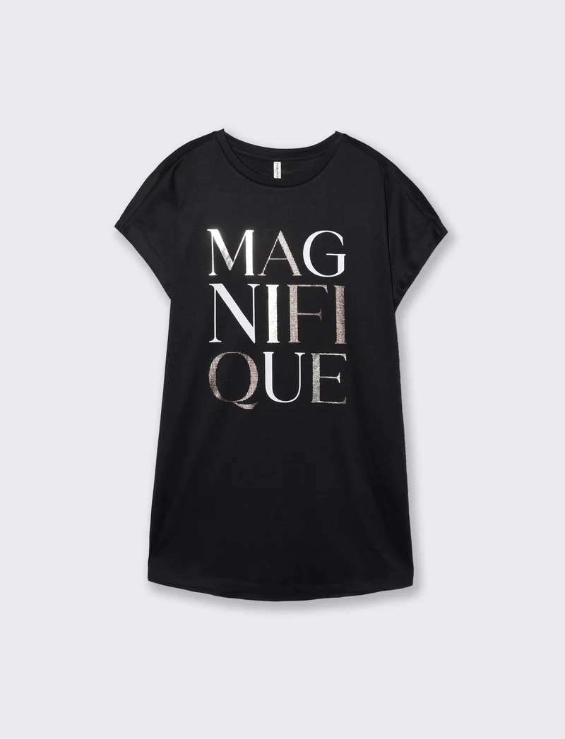 T-Shirt Manica A T con Stampa e Scollo Rotondo - var 1