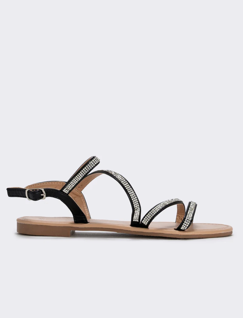 Sandalo da con strass e colori trendy - Nero