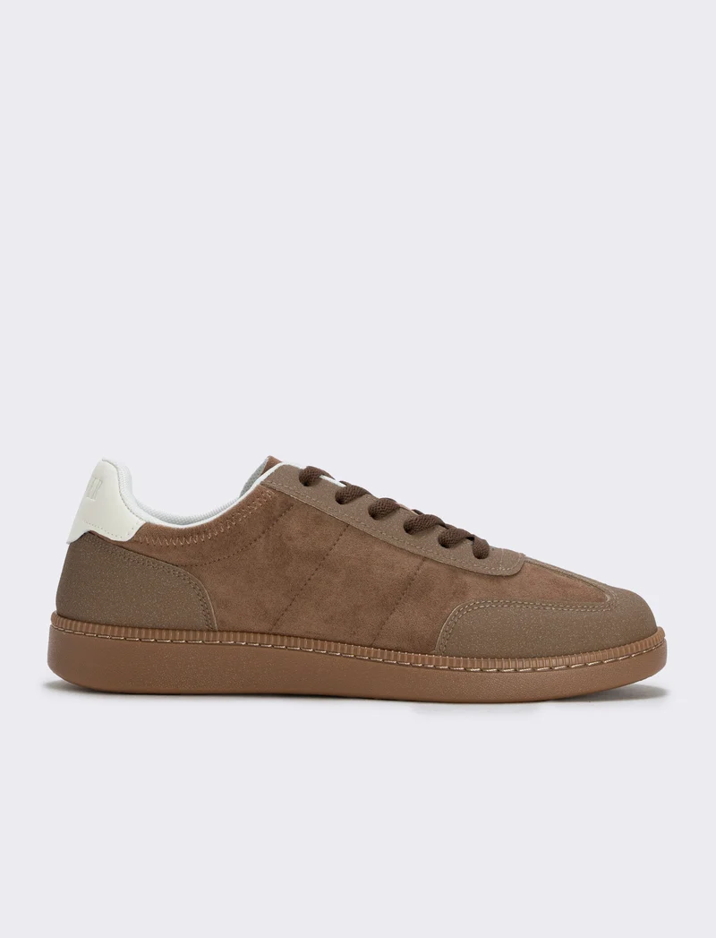 Sneakers marroni effetto scamosciato uomo - Marrone