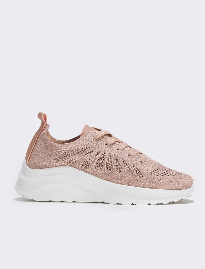 Sneakers in tessuto effetto ricamato - Cipria
