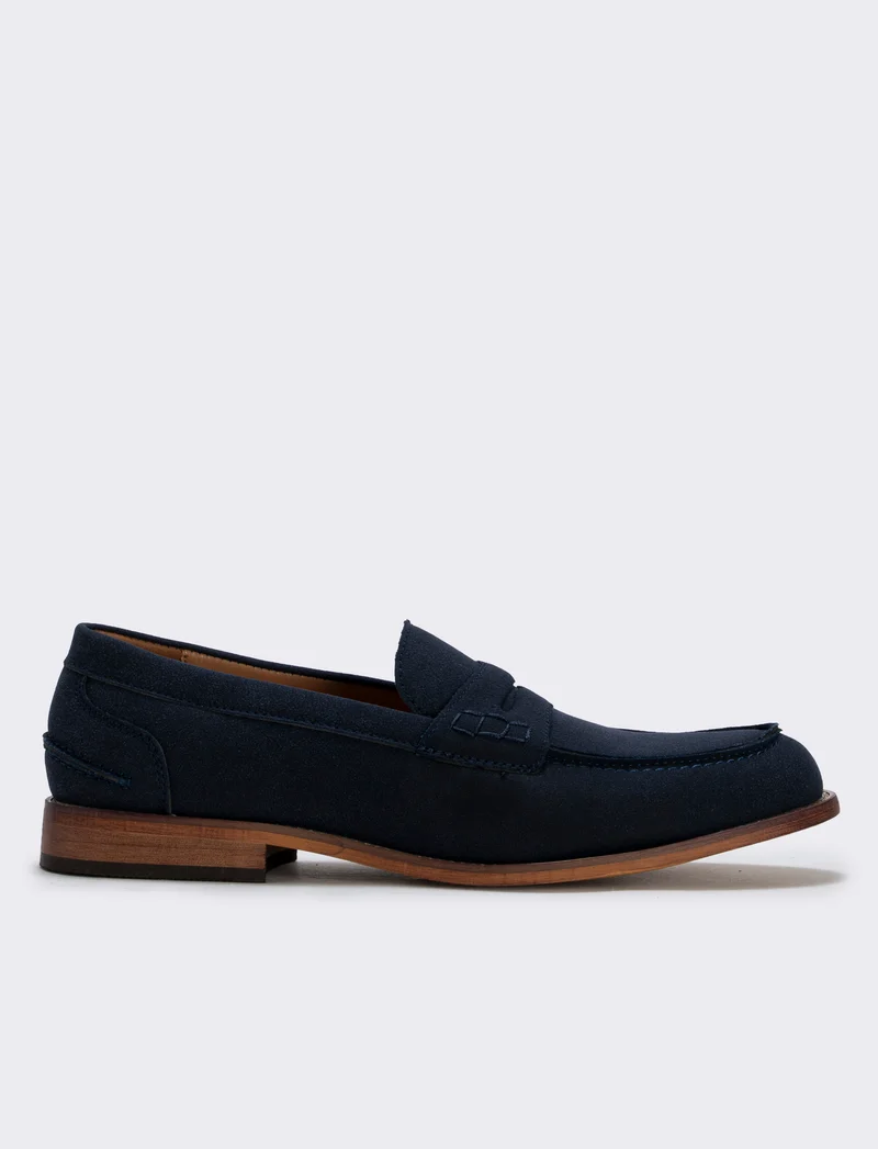 Mocassino scamosciato uomo in poliuretano - Blu