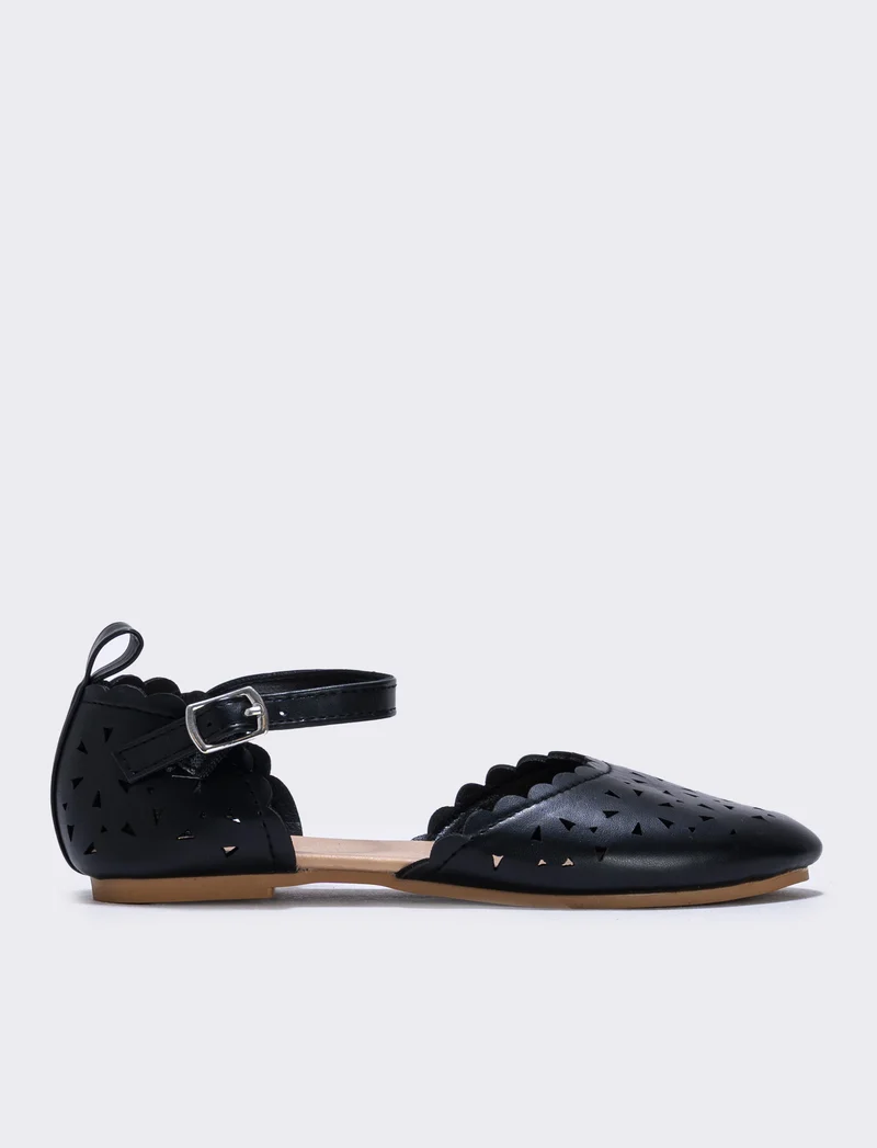 Ballerina traforata in poliuretano - Nero