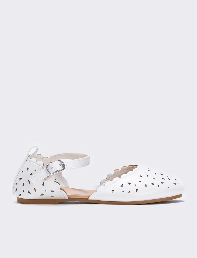 Ballerina traforata in poliuretano - Bianco panna