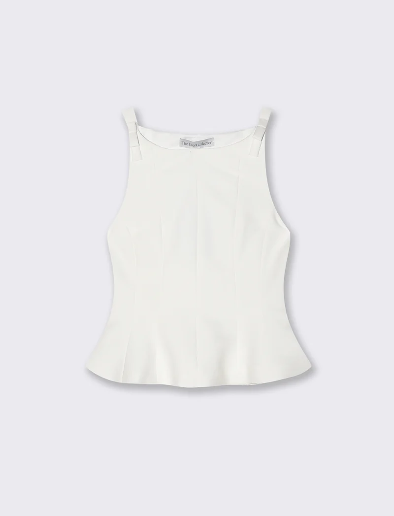 Top con fiocchi sulle spalle per donne - Bianco latte