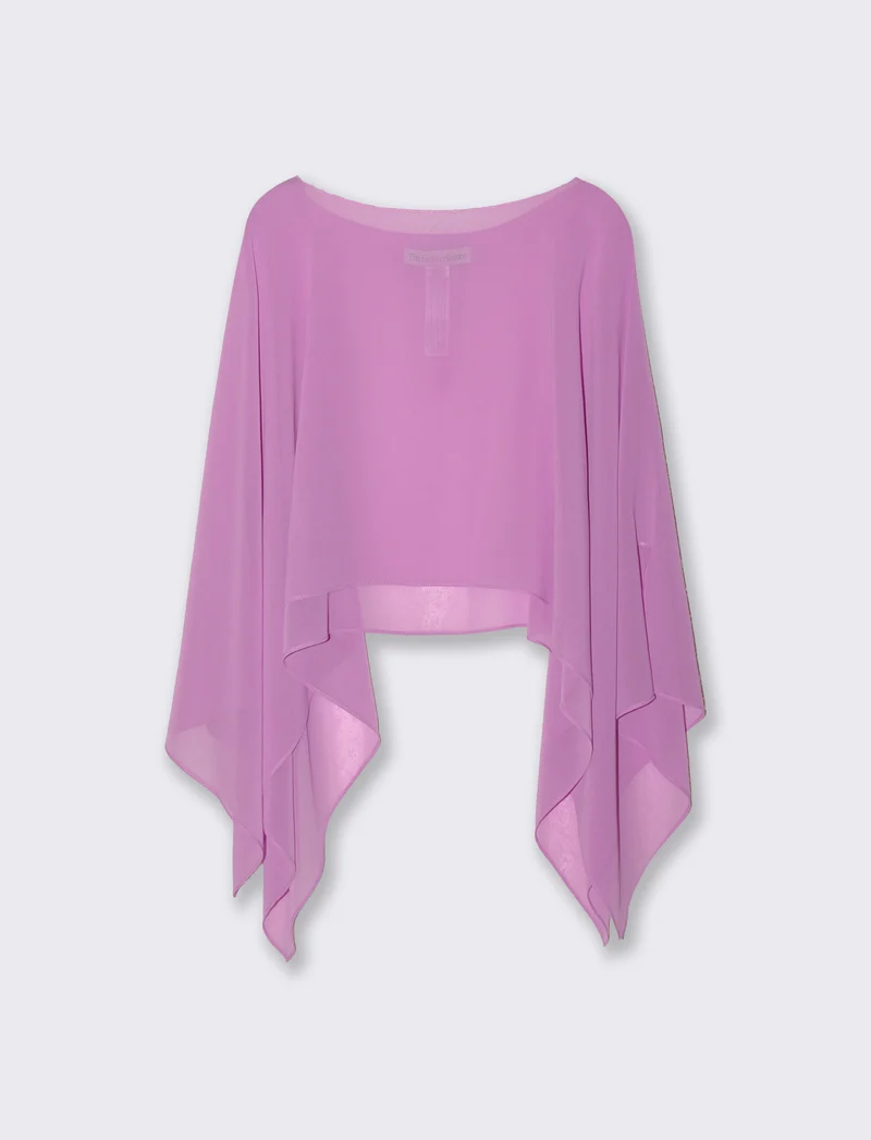 Poncho Mantella con Scollo a Barca - Viola orchidea