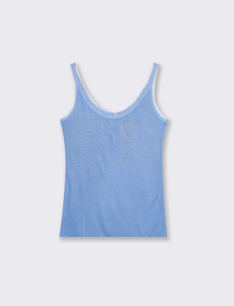 Top con inserti in mesh e bretelle - Azzurro