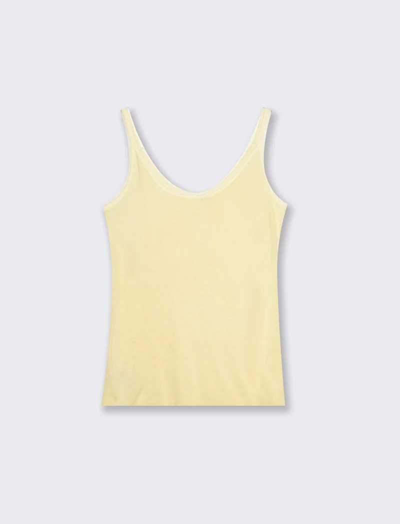 Top con inserti in mesh e bretelle - Giallo pastello