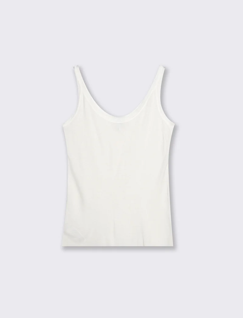 Top con inserti in mesh e bretelle - Avorio