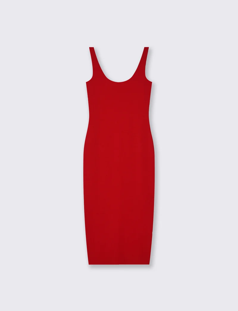 Vestito lungo senza maniche slim fit - Rosso