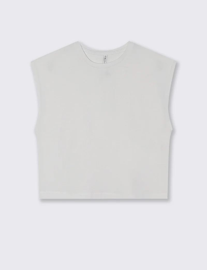 T-Shirt Crop Basica Girocollo - Bianco