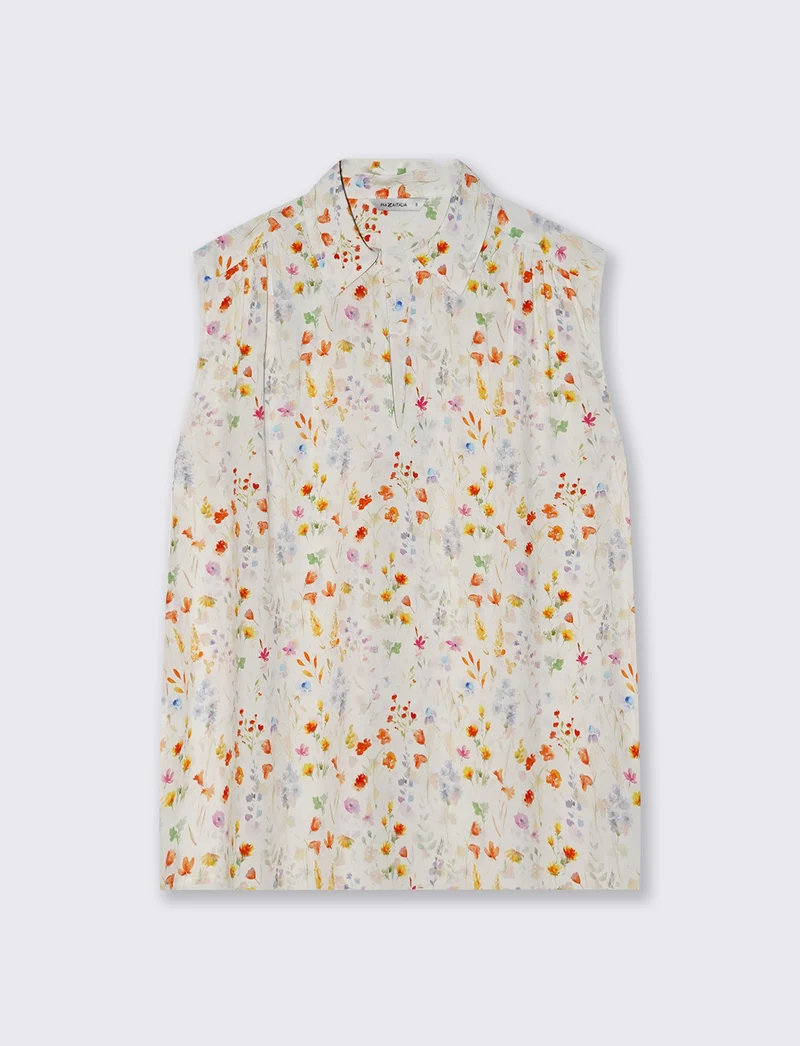 Blusa Giro Maniche Stampata Scollo a V - var 1