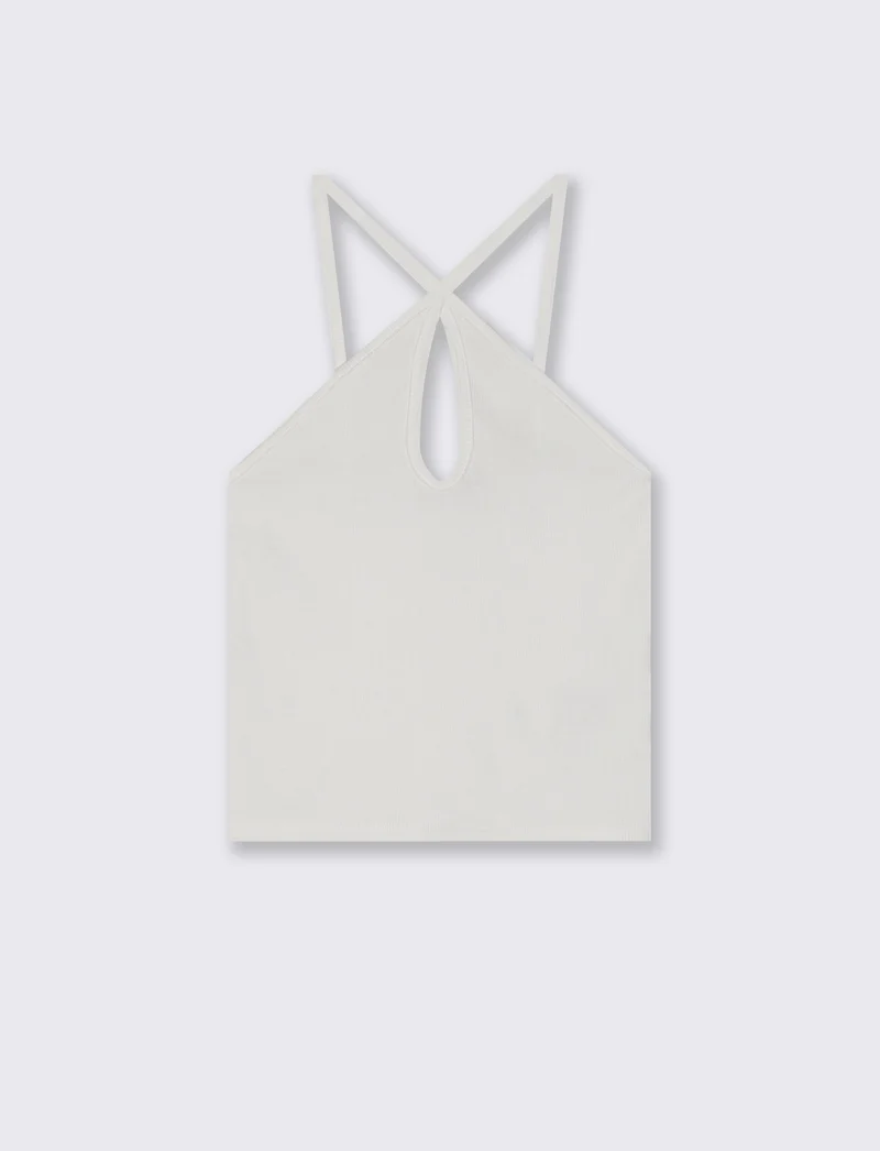 Top Intrecciato e Costine - Bianco