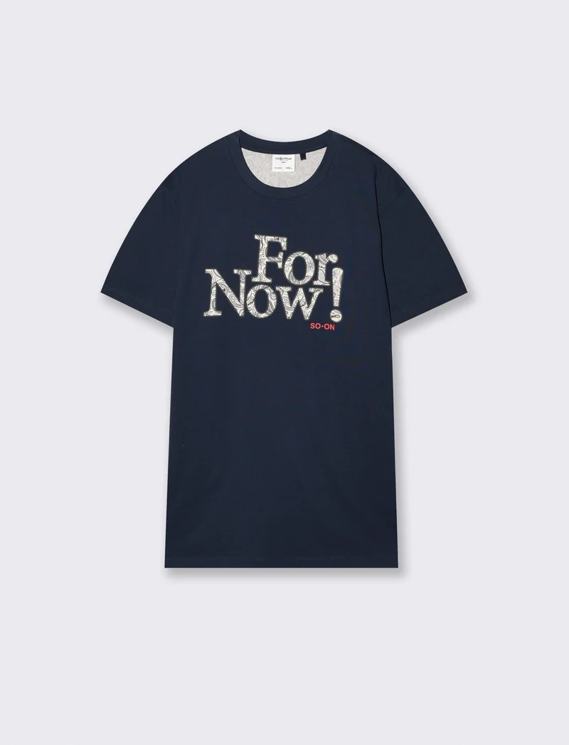 T-shirt girocollo con patch ricamato - Blu