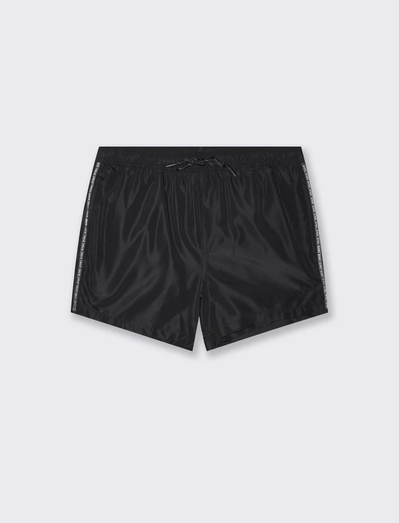 Costume Mare Sportivo con Tasche e Nastrino - Nero